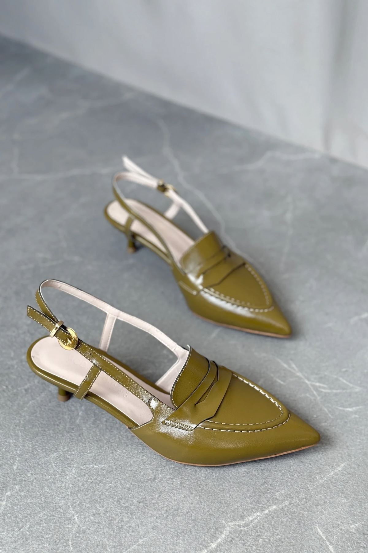 Kadın Pope Kısa Topuklu Ayakkabı - Yeşil