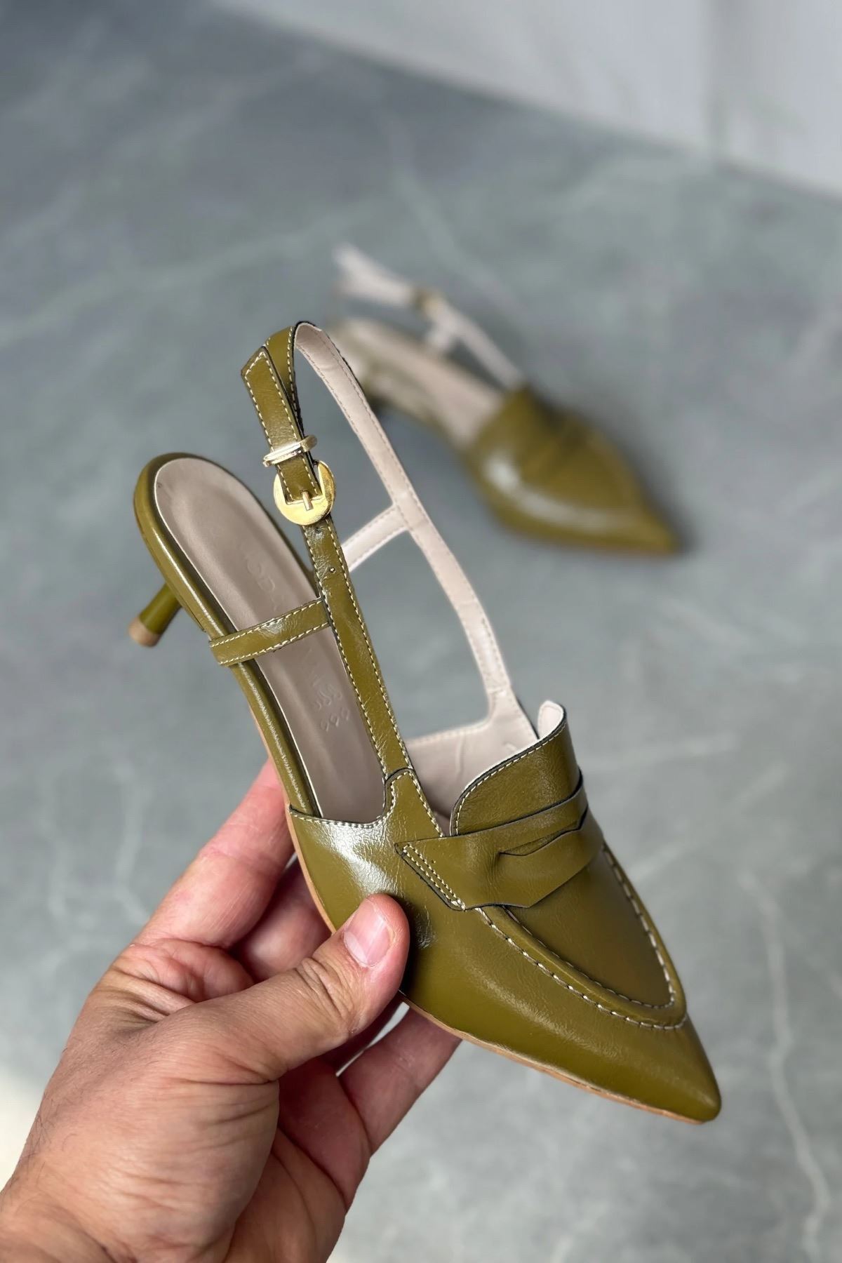 Kadın Pope Kısa Topuklu Ayakkabı - Yeşil