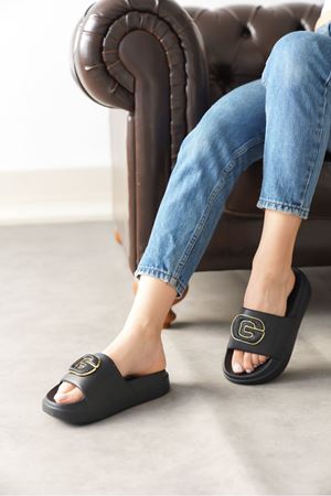 Kadın Kibola Tokalı Terlik - Siyah