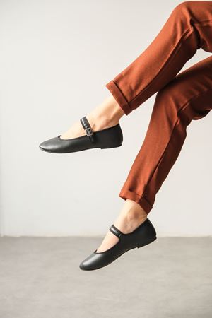 Kadın Vavin Babet Ayakkabı - siyah-deri