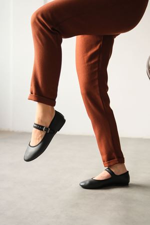 Kadın Vavin Babet Ayakkabı - siyah-deri