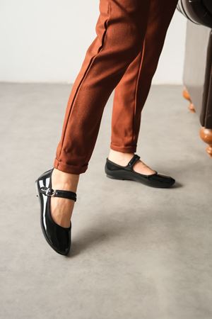 Kadın Vavin Babet Ayakkabı - siyah-rugan