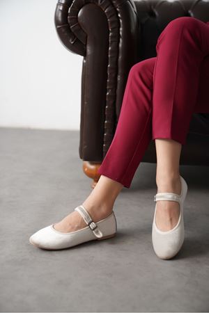 Kadın Vavin Babet Ayakkabı - Vizon-Kadife