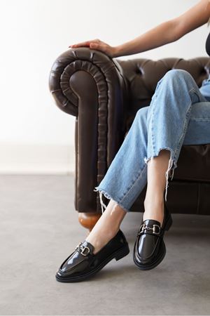 Kadın Roma Günlük Loafer Ayakkabı - siyah-rugan