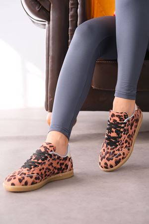 Kadın Panet İnce Tabanlı Spor Ayakkabı - Leopar
