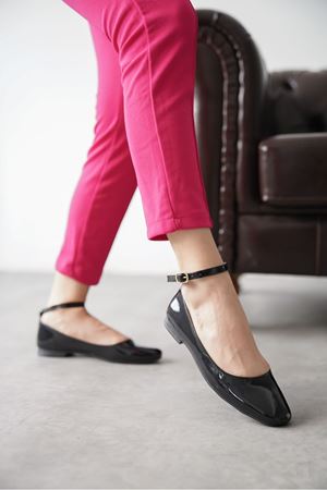 Kadın Poliga Babet Ayakkabı - siyah-rugan