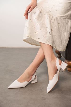 Kadın Jozi Kısa Topuklu Ayakkabı - Beyaz