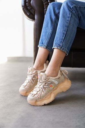 Kadın Tofino Kalın Tabanı Spor Ayakkabı - Bej