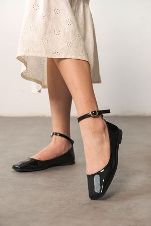 Kadın Moli Babet Ayakkabı - siyah-rugan