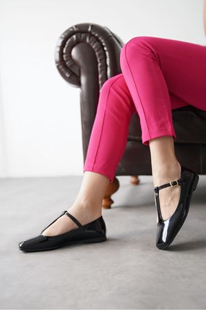 Kadın Diago Babet Ayakkabı - siyah-rugan