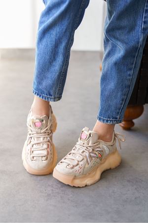 Kadın Tofino Kalın Tabanı Spor Ayakkabı - Bej