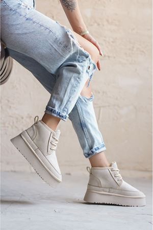 Kadın Pastor Kürklü Kısa Bot - Ten Süet