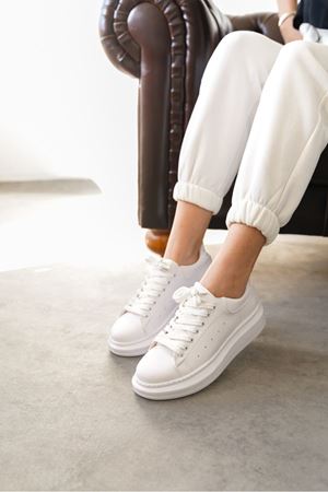 Kadın Bloom Bağcıklı Spor Ayakkabı - Beyaz