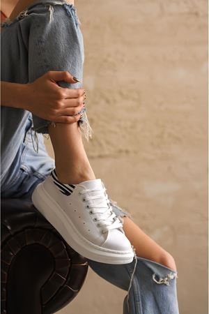 Kadın Bloom Bağcıklı Spor Ayakkabı - Beyaz-Z.Desenli