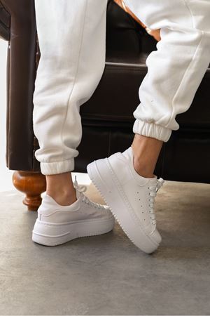 Kadın Lenosa Kalın Taban Spor Ayakkabı - Beyaz