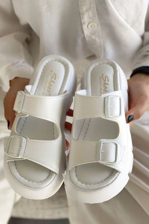 Kadın Vesnor Kalın Tabanlı Terlik - Beyaz