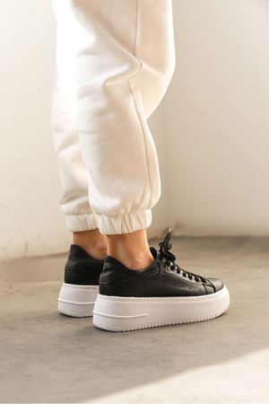 Kadın Lenosa Kalın Taban Spor Ayakkabı - Siyah Beyaz