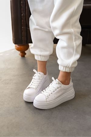 Kadın Lenosa Kalın Taban Spor Ayakkabı - Beyaz