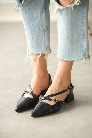 Kadın Pier Kısa Topuklu Ayakkbı - siyah-rugan