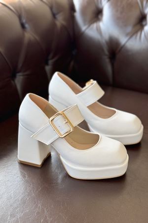 Kadın Romeo  Platformlu Topuklu Ayakkabı - Beyaz