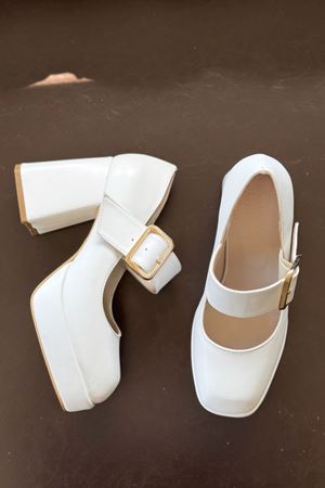 Kadın Romeo  Platformlu Topuklu Ayakkabı - Beyaz