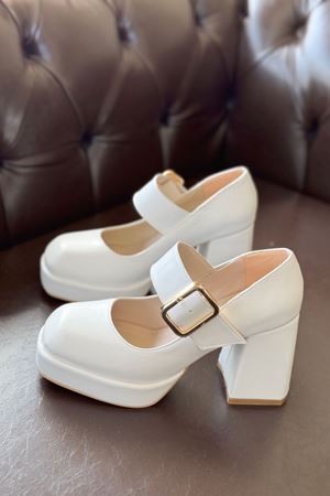 Kadın Romeo  Platformlu Topuklu Ayakkabı - Beyaz
