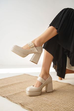 Kadın Romeo  Platformlu Topuklu Ayakkabı - Ten-Rugan