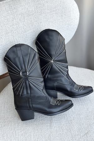 Kadın Ramirez Kovboy Çizme - siyah-deri