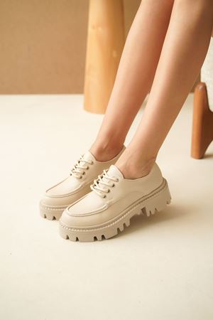 Kadın Nuno BağcıklI Loafer Ayakkabı - Ten Deri