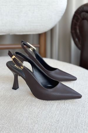 Kadın Ovis Sivri Topuklu Ayakkabı - Kahve