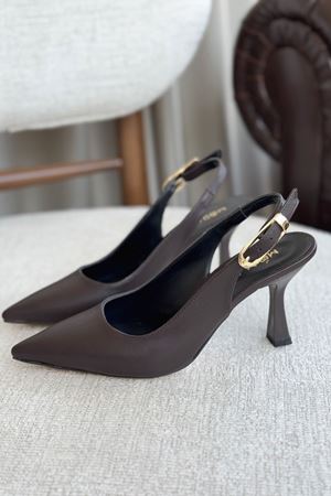 Kadın Ovis Sivri Topuklu Ayakkabı - Kahve