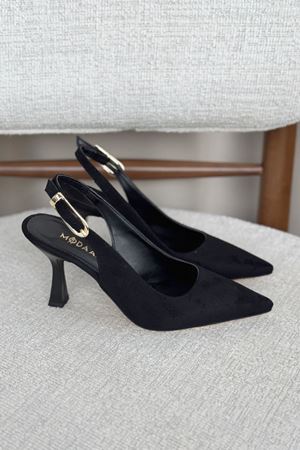 Kadın Ovis Sivri Topuklu Ayakkabı - Siyah Süet