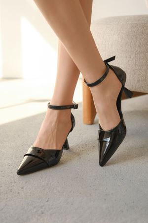 Kadın Mikey İnce Topuklu Ayakkabı - siyah-rugan