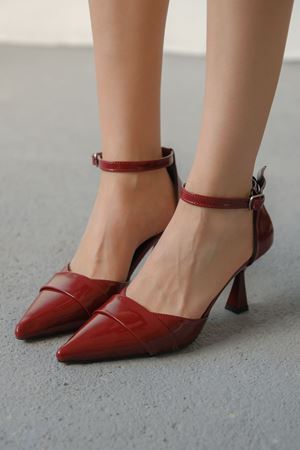 Kadın Mikey İnce Topuklu Ayakkabı - Bordo-Rugan