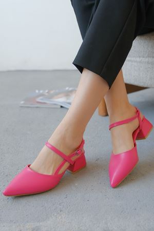 Kadın Franco Kısa Topuklu Ayakkabı - Fuşya Deri