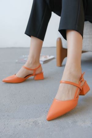 Kadın Franco Kısa Topuklu Ayakkabı - Turuncu