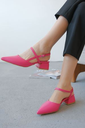 Kadın Franco Kısa Topuklu Ayakkabı - Fuşya Deri