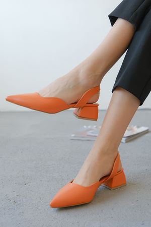 Kadın Jozi Kısa Topuklu Ayakkabı - Turuncu