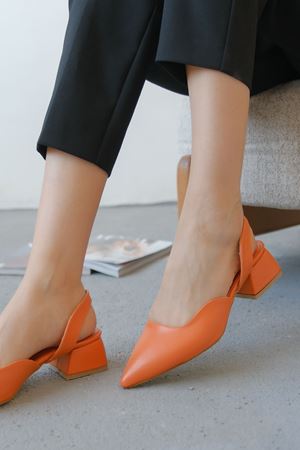Kadın Jozi Kısa Topuklu Ayakkabı - Turuncu