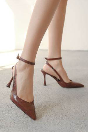 Kadın Montana İnce Topuklu Ayakkabı - Bordo-Kroko