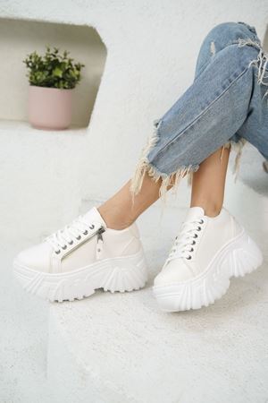 Kadın Jojo Kalın Tabanlı Spor Ayakkabı - Beyaz