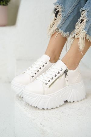 Kadın Jojo Kalın Tabanlı Spor Ayakkabı - Beyaz