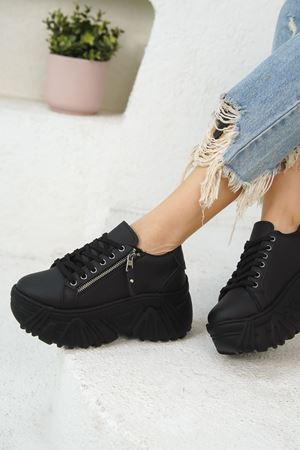 Kadın Jojo Kalın Tabanlı Spor Ayakkabı - Siyah