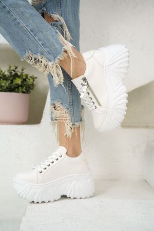 Kadın Jojo Kalın Tabanlı Spor Ayakkabı - Beyaz