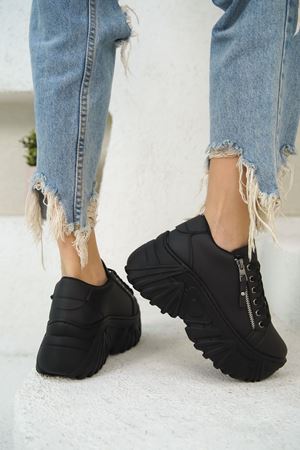 Kadın Jojo Kalın Tabanlı Spor Ayakkabı - Siyah