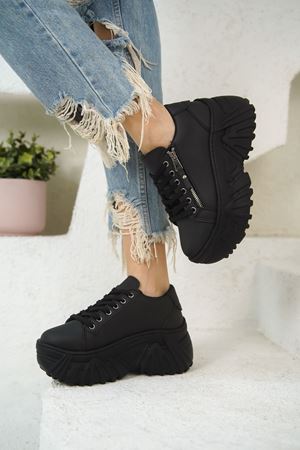 Kadın Jojo Kalın Tabanlı Spor Ayakkabı - Siyah