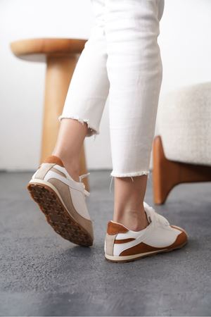 Kadın Boeno Spor Ayakkabı - Beyaz-Kahve