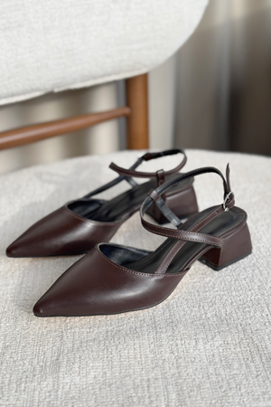 Kadın Franco Kısa Topuklu Ayakkabı - Kahve