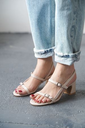 Kadın Klen Kısa Topuklu Ayakkabı - Ten-Rugan