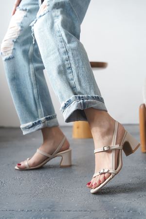 Kadın Klen Kısa Topuklu Ayakkabı - Ten-Rugan